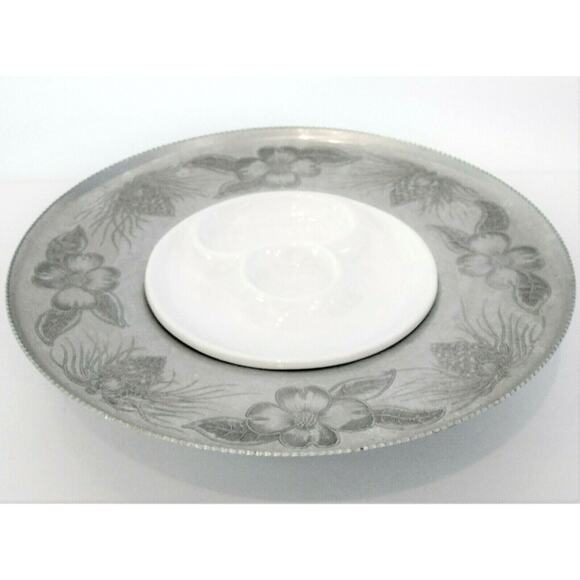 Wilson Specialties Wrought Aluminum LAZY SUSAN Turntable Cake Stand + PLATE USA - Picture 6 of 9